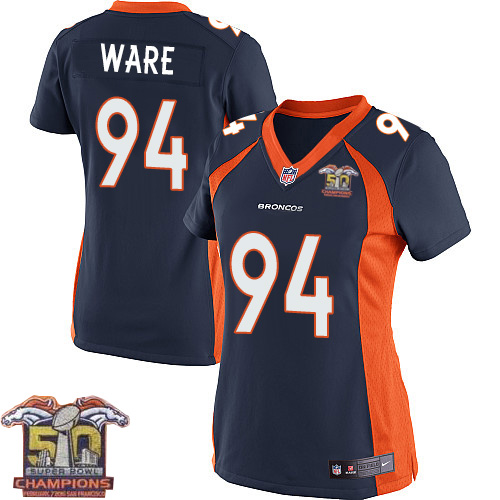 Women's Elite DeMarcus Ware Super Bowl 50 Champions Nike Jersey Navy Blue Alternate - #94 NFL Denver Broncos